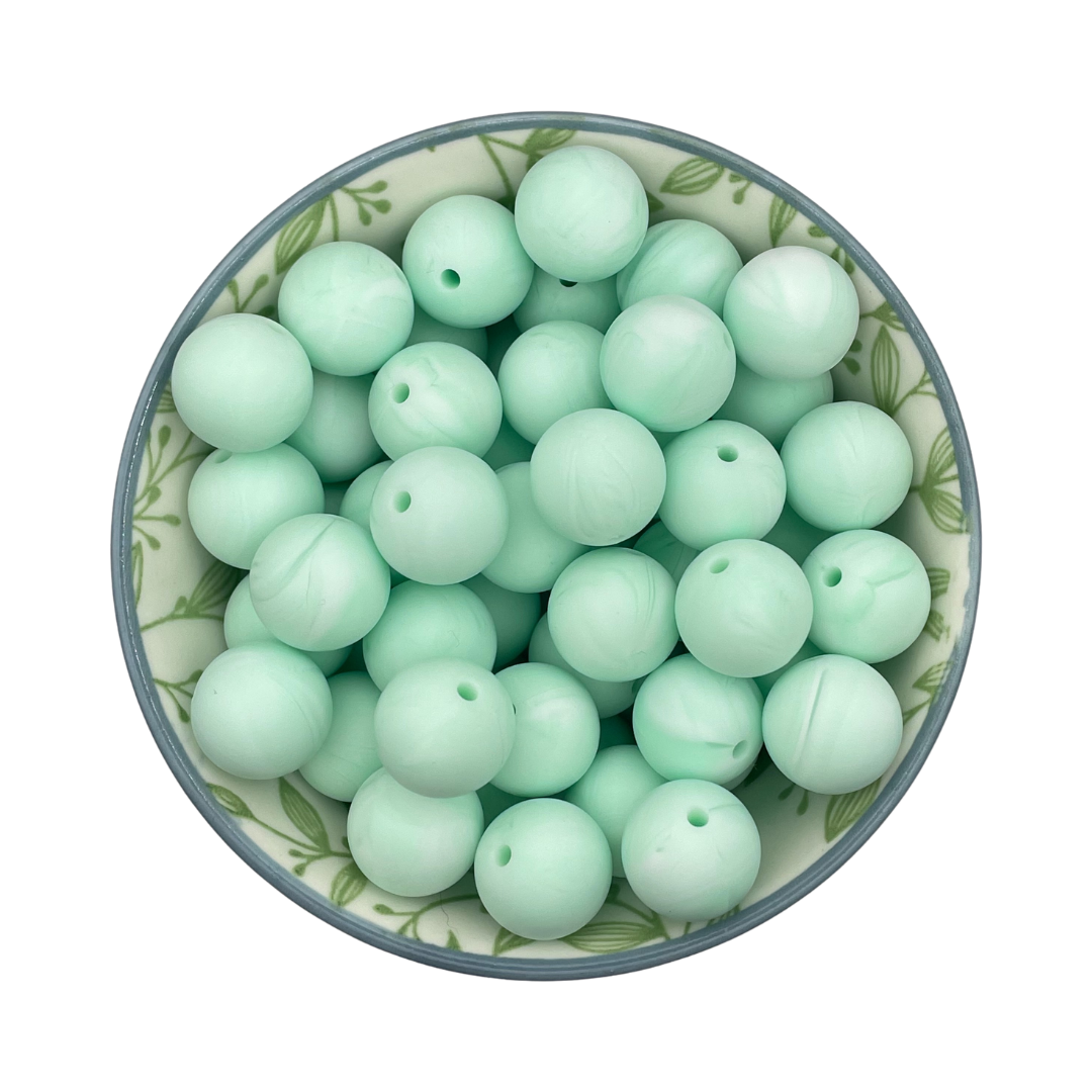 siliconen Printkralen marble mint 15mm