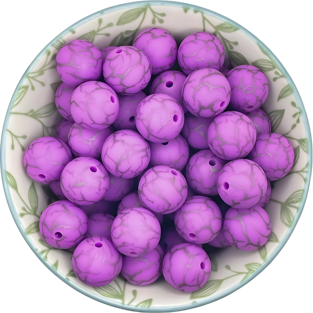 Siliconen printkralen stone paars