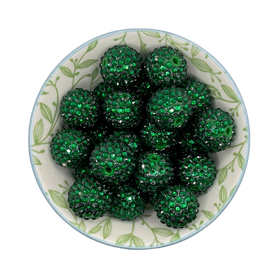 kralen Rhinestone donker groen 20mm