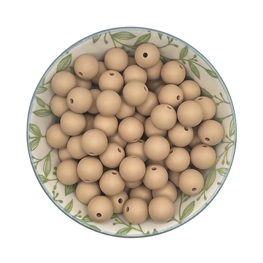 Siliconen kralen 12mm taupe