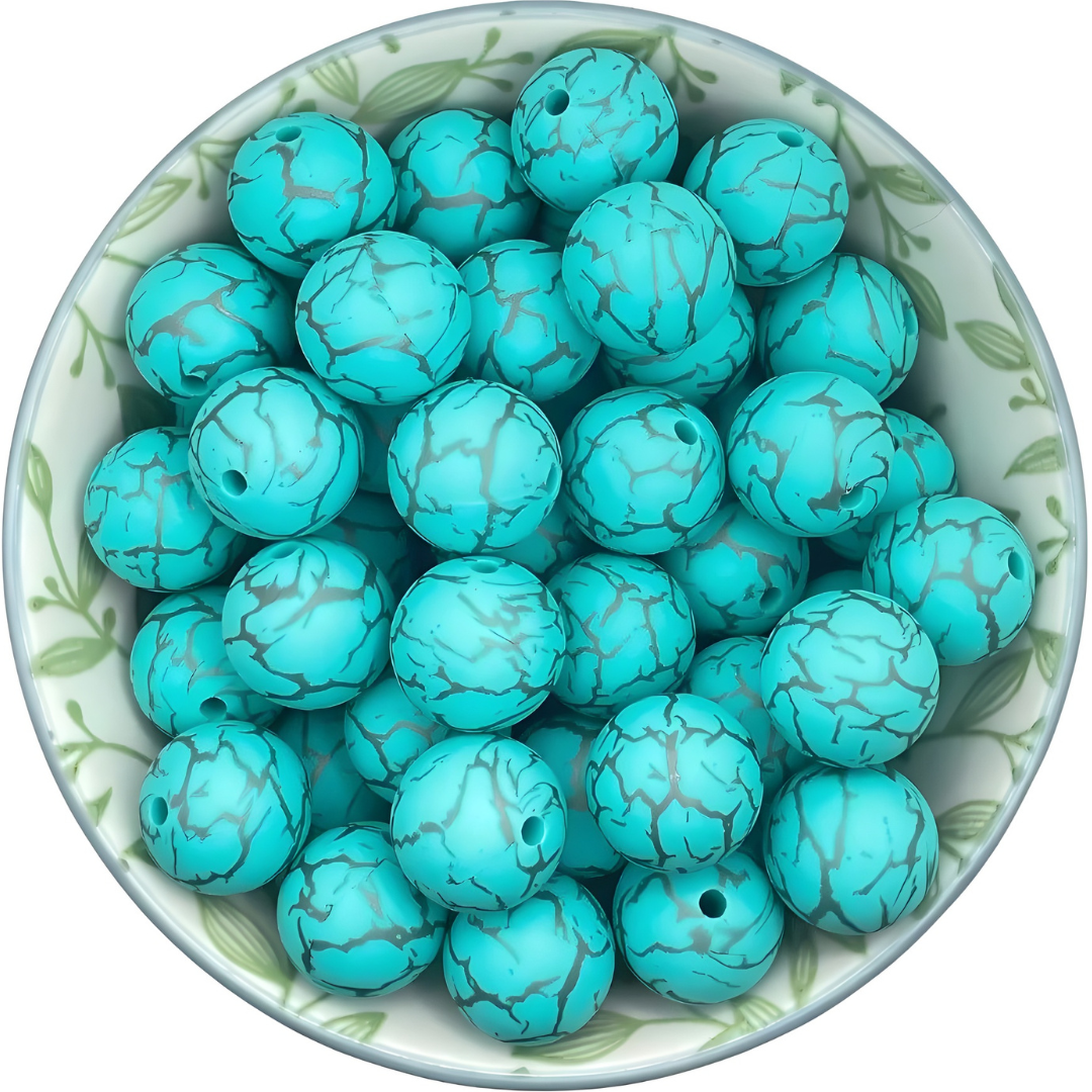 Siliconen printkralen stone turquoise