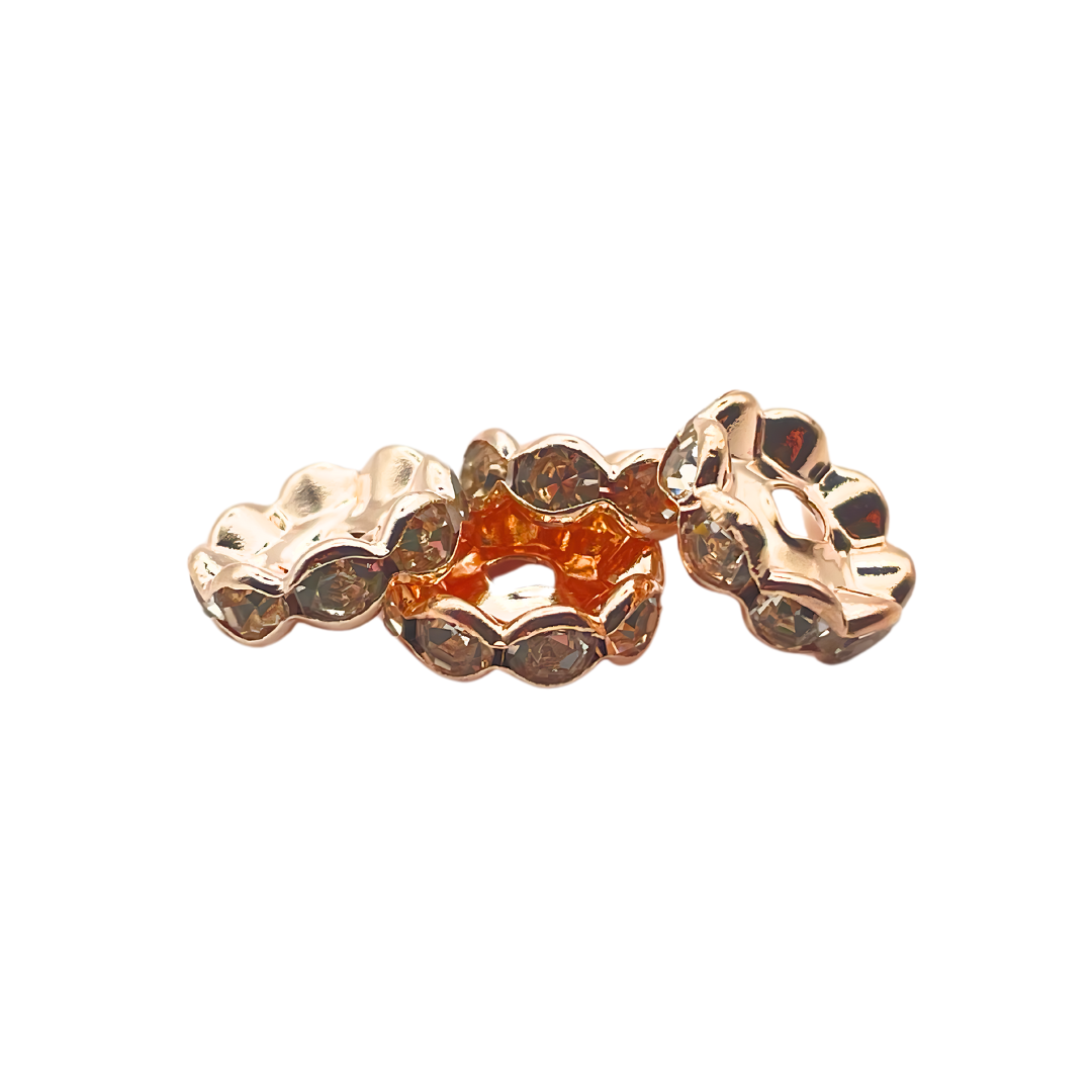 strass tussenschijfjes wavy rose gold