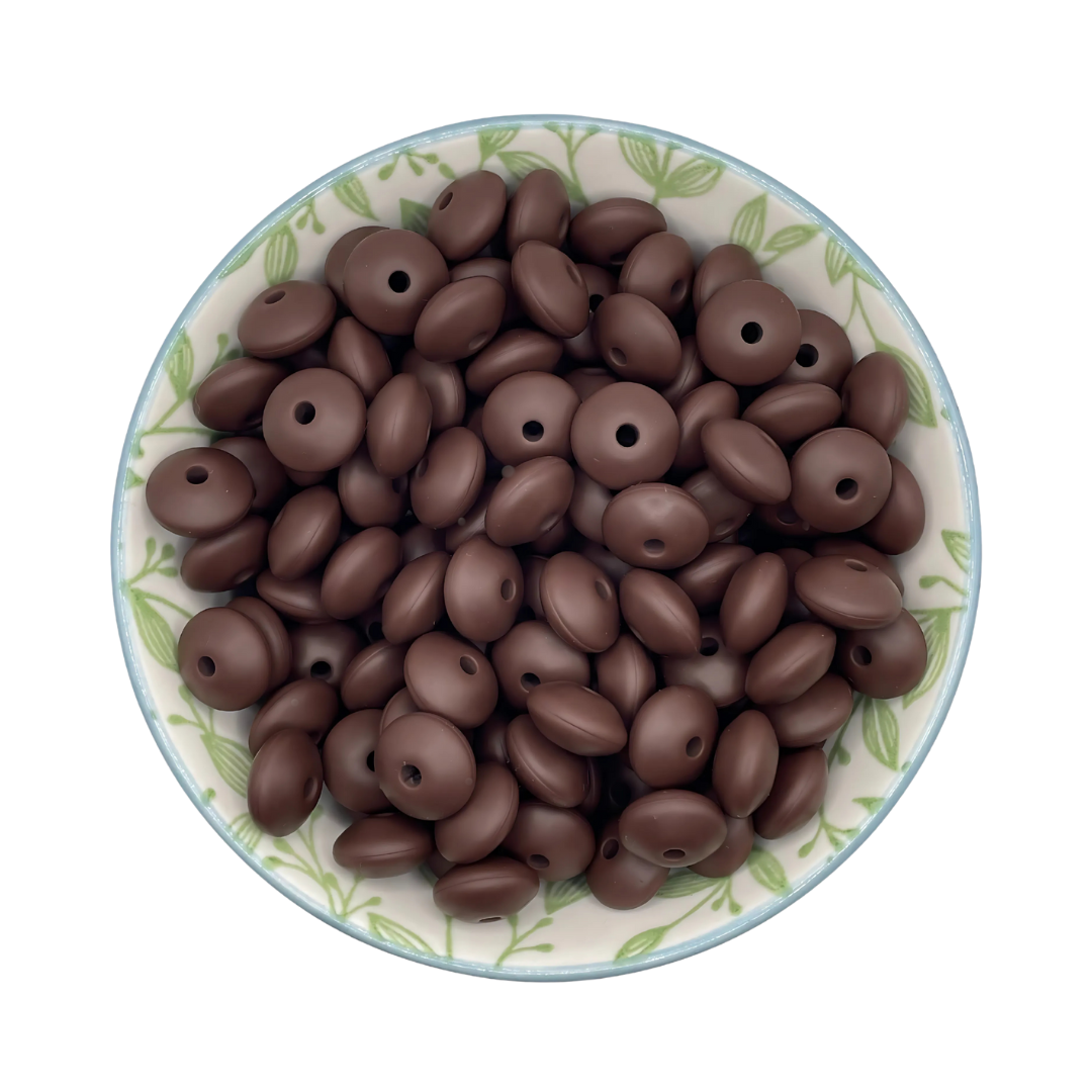 Siliconen kralen tussenschijfjes choco puur