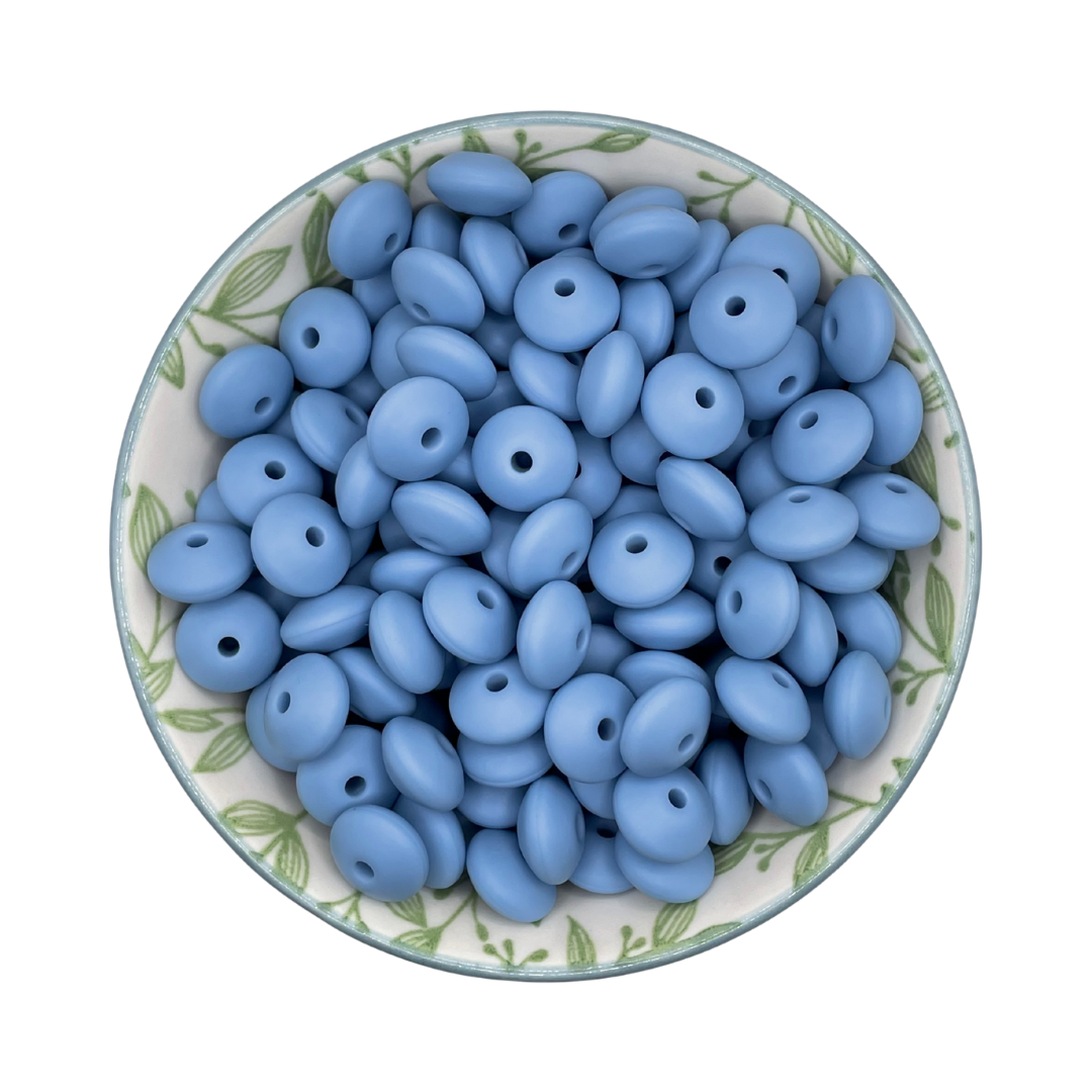 Siliconen kralen tussenschijfjes oud blauw