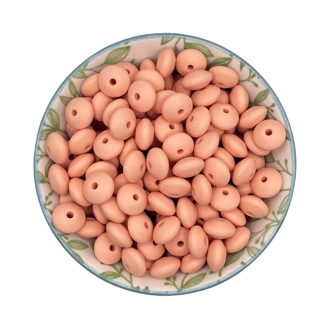 Siliconen kralen tussenschijfjes Dark peach