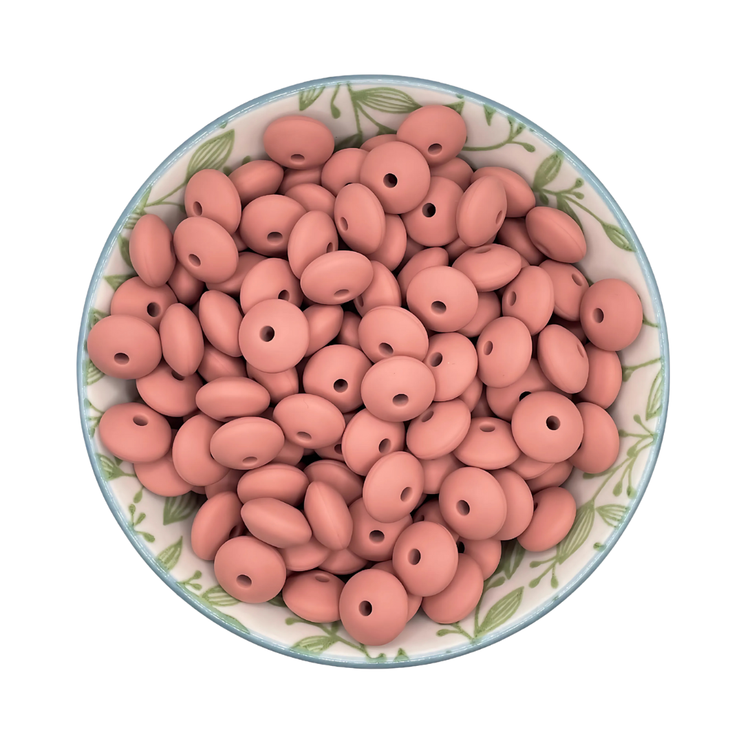 Siliconen kralen tussenschijfjes dawn roze bruin