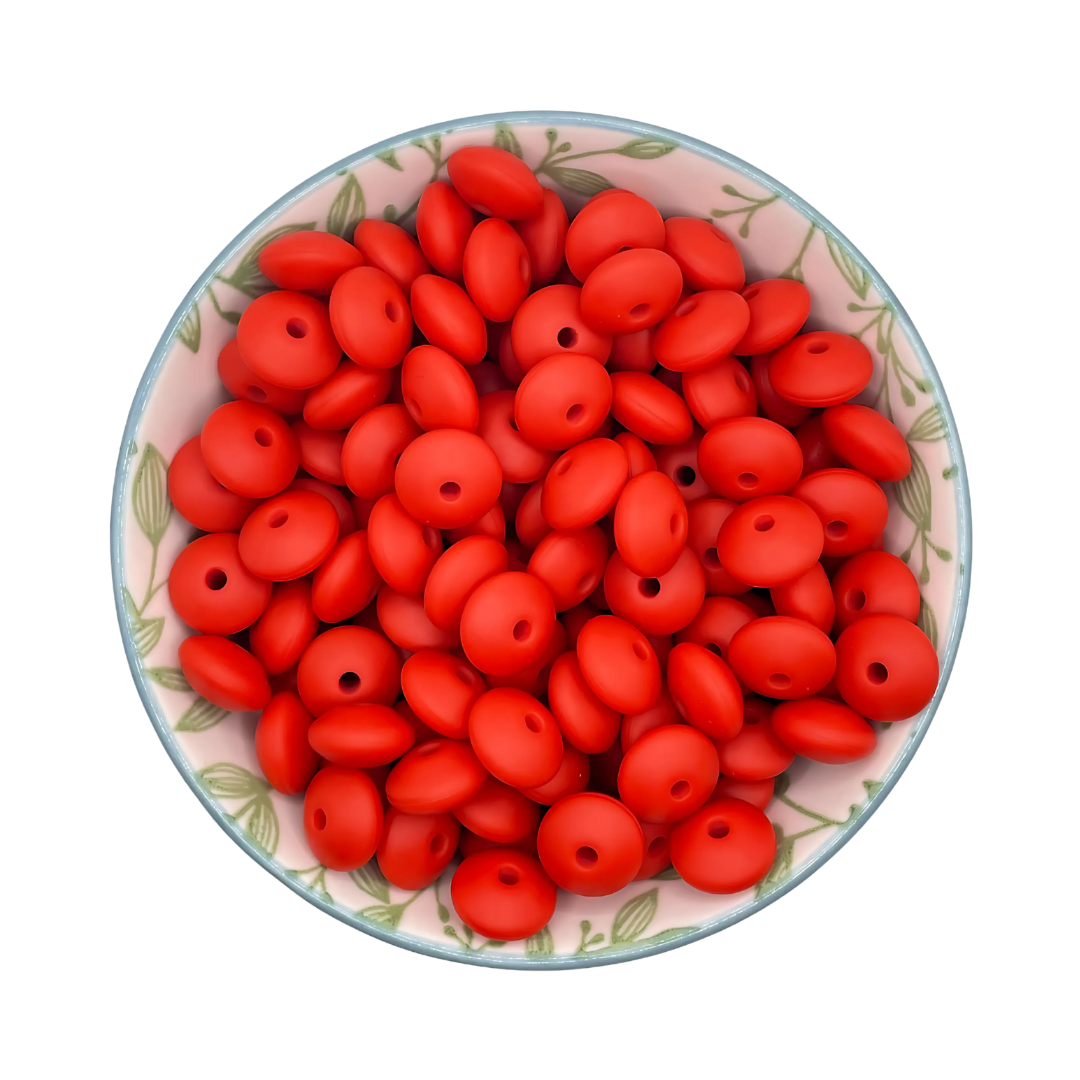 Siliconen kralen tussenschijfjes diep rood