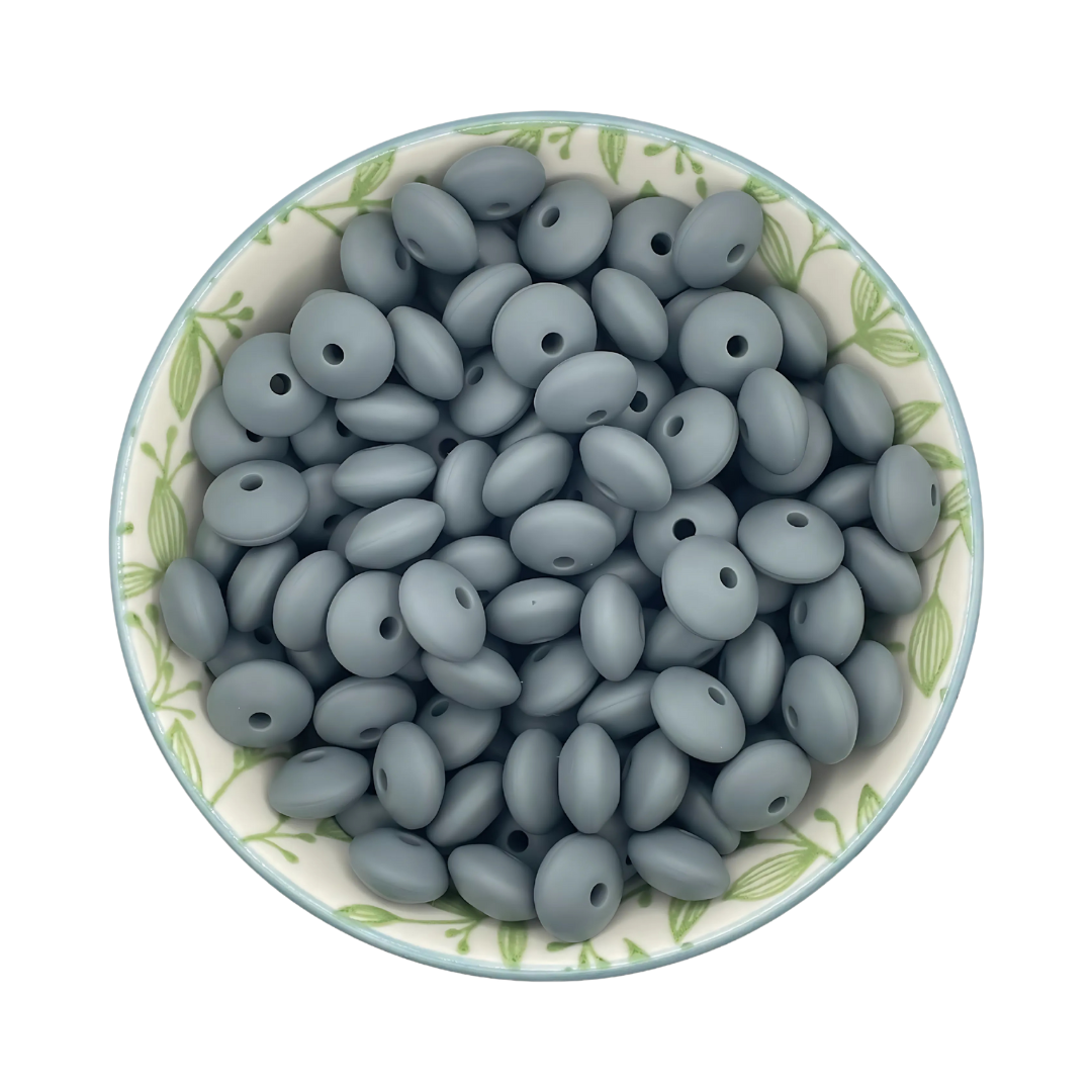 Siliconen kralen tussenschijfjes donker grijs