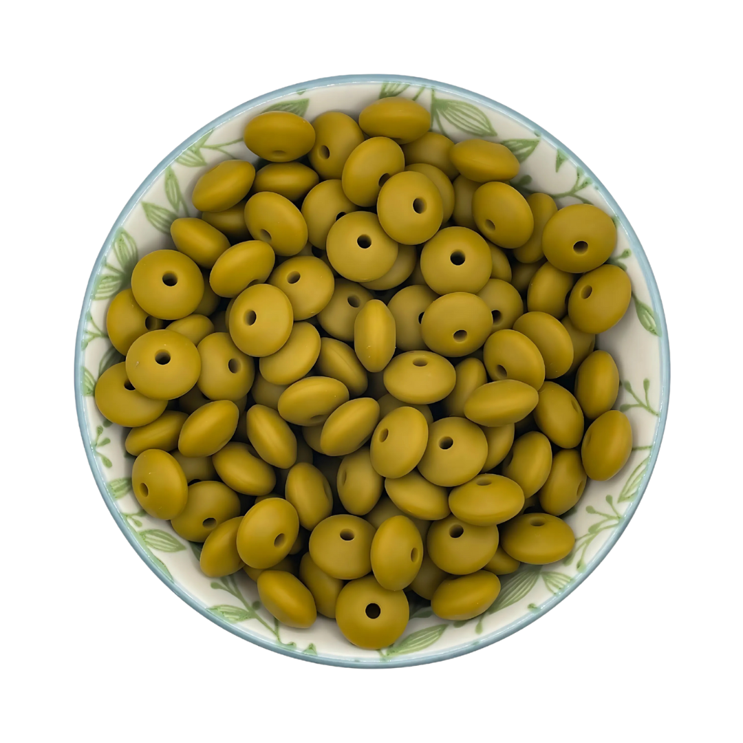 Siliconen kralen tussenschijfjes donker olijf