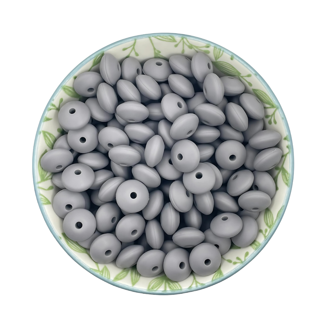 Siliconen kralen tussenschijfjes grijs