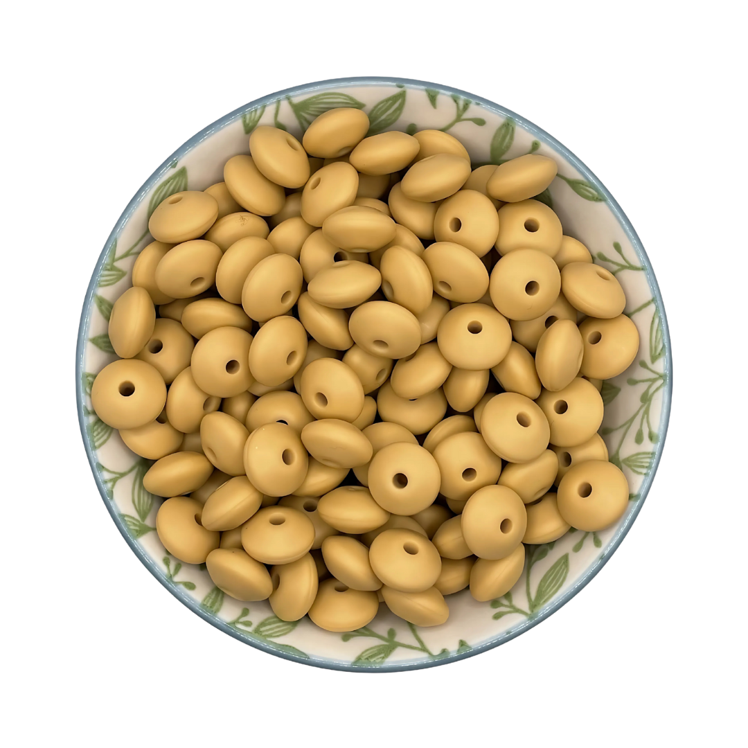 Siliconen kralen tussenschijfjes karamel