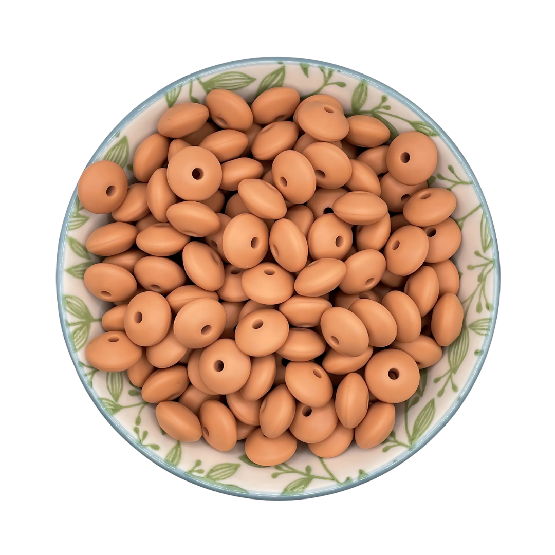 Siliconen kralen tussenschijfjes latte bruin