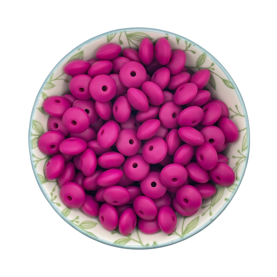 Siliconen kralen tussenschijfjes magenta