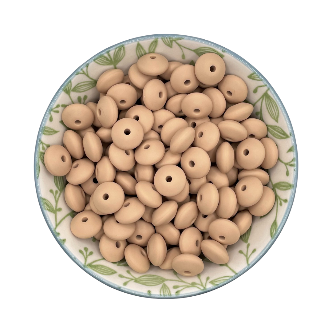 Siliconen kralen tussenschijfjes taupe