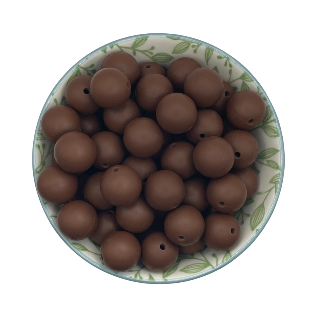 Siliconen kralen 15mm choco puur bruin