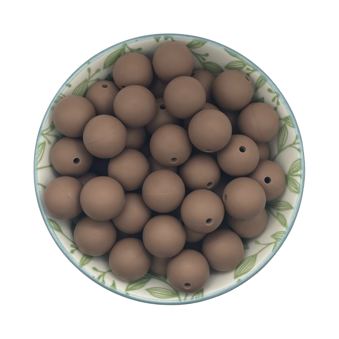 Siliconen kralen 15mm choco bruin