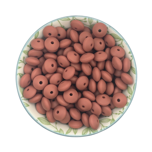 siliconen kralen tussenschijfjes mahonie bruin