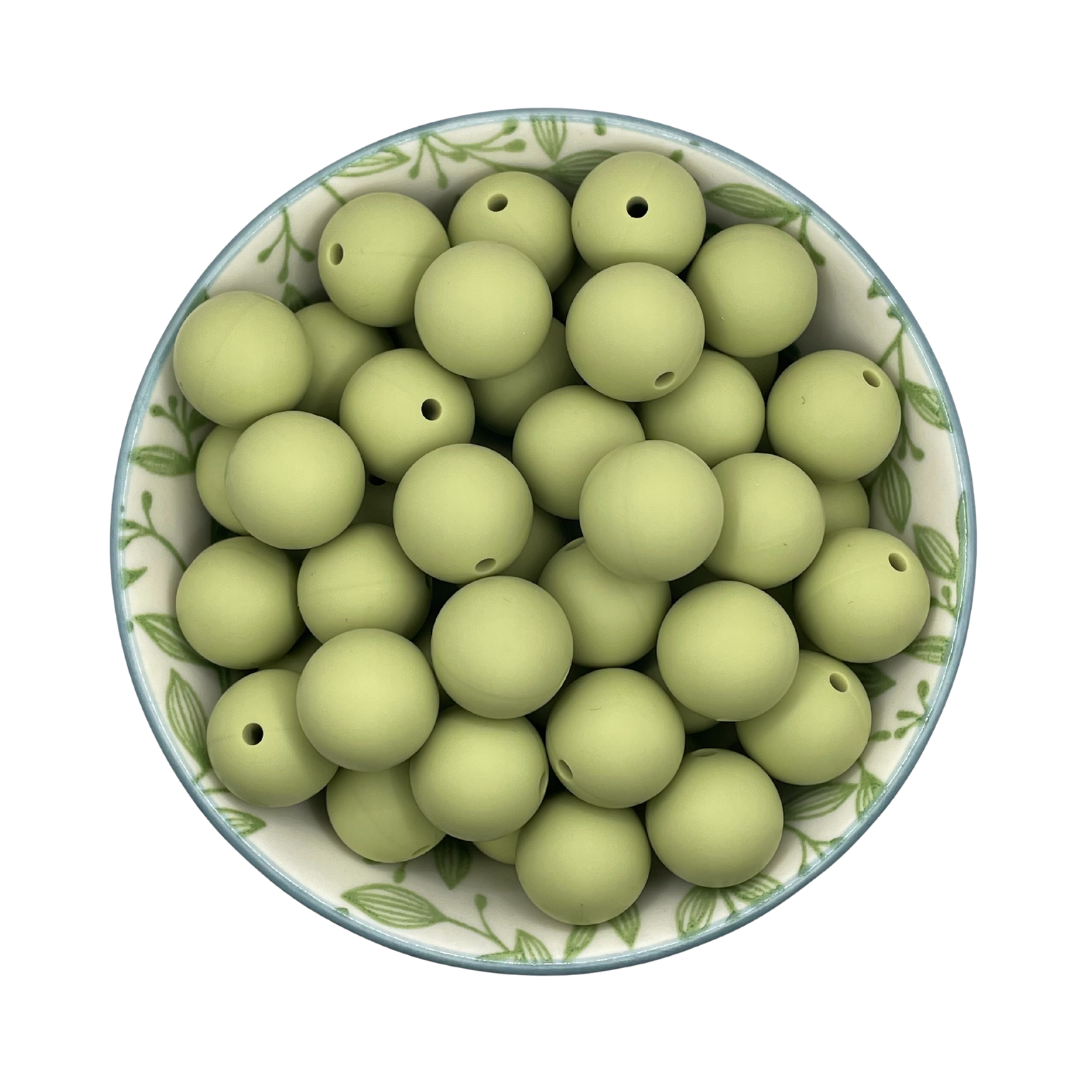 Siliconen kralen 15mm sage