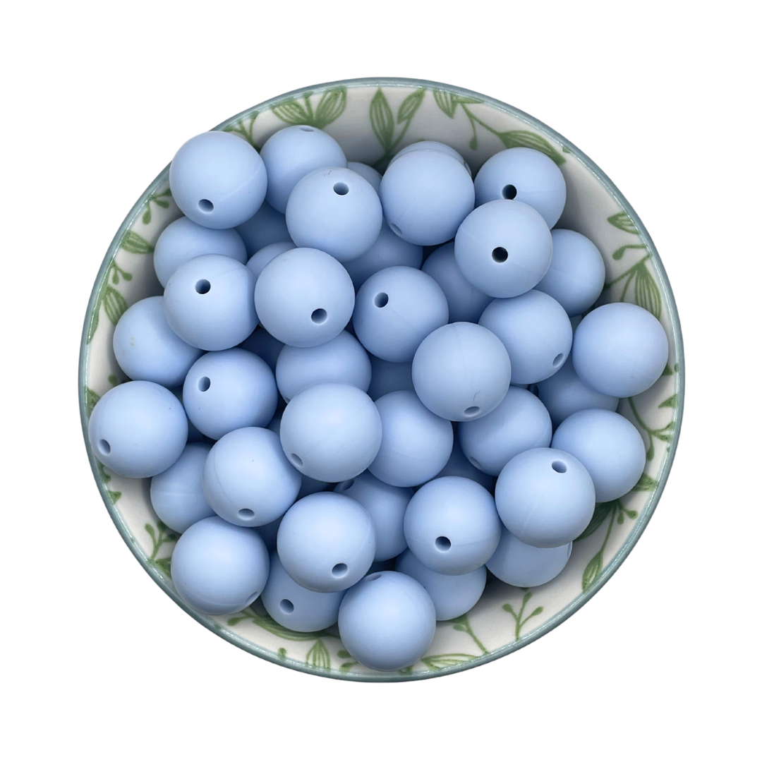 Siliconen kralen 15mm light sky blauw