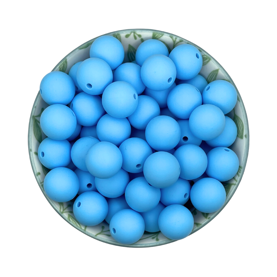 Siliconen kralen 15mm sky blauw