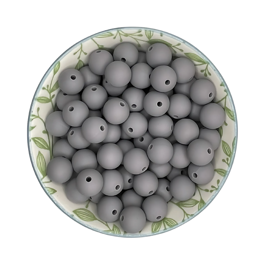 Siliconen kralen 12mm kleur Grijs