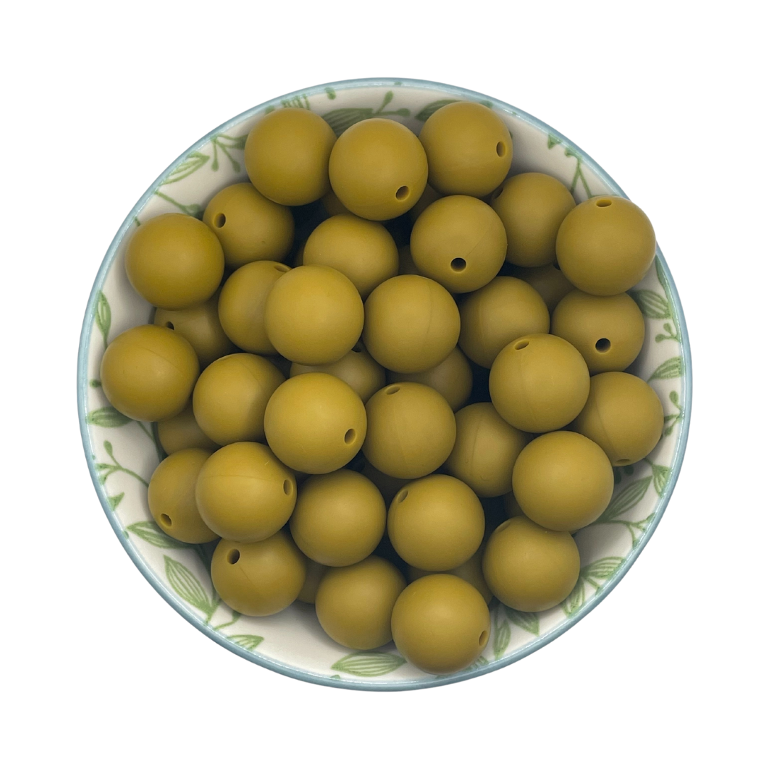 Siliconen kralen 15mm donker olijf