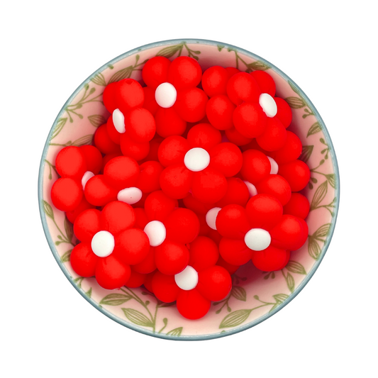 Figuurkralen Flower Rood 3D