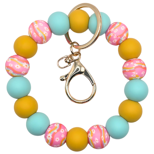 Keychain Wristlet Flower Power