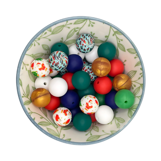 Kralenmix Kerst De Luxe siliconen kralen 15mm – 40 stuks