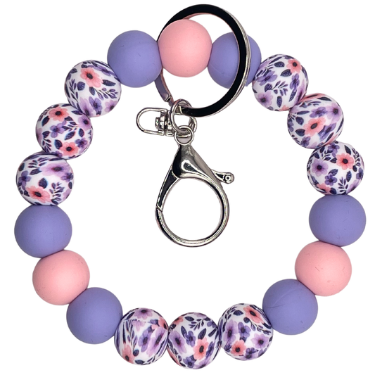 Keychain wristlet sleutelhanger met Lotus kleur roze/lila 