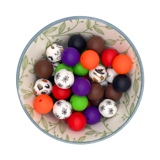 Kralenmix Halloween DeLuxe siliconen kralen 15mm – 40 stuks