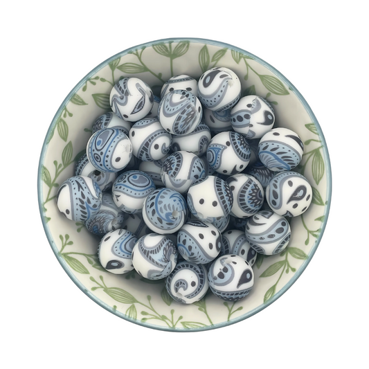 Printkralen Paisley Blauw