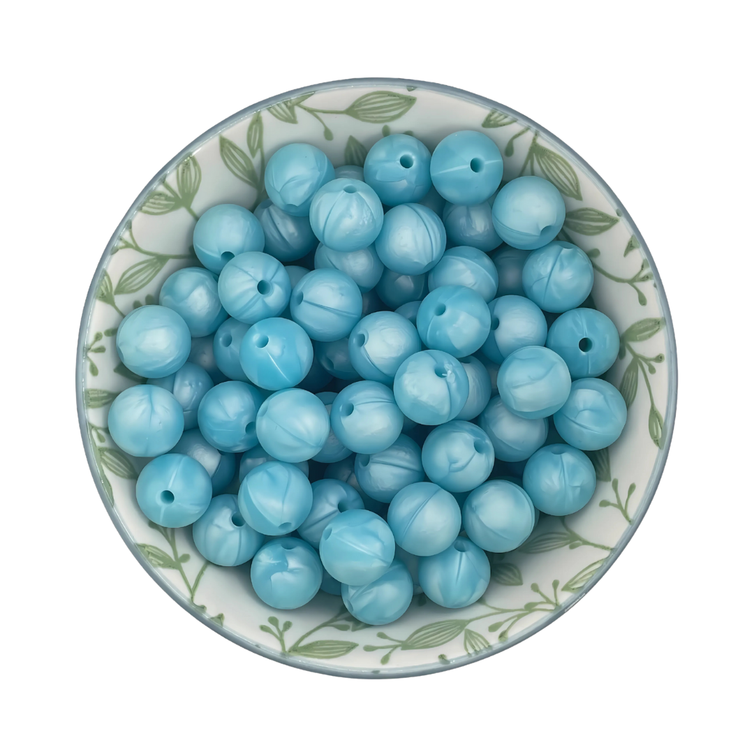 Siliconen Kralen Light Blue Pearl