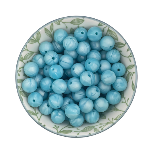 Siliconen Kralen Light Blue Pearl