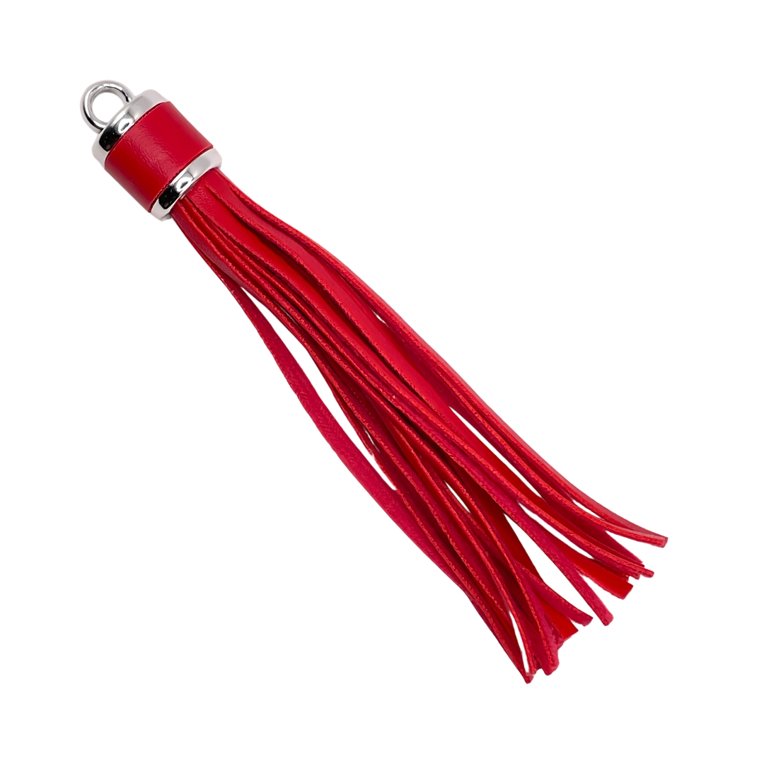 kwast (tazzle) groot rood met ring zilver kleur