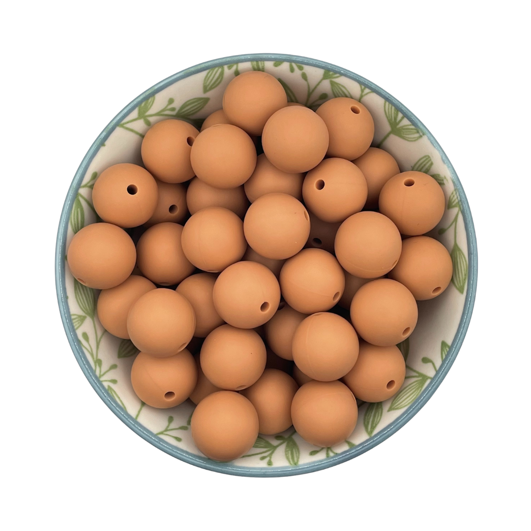 Siliconen kralen 15mm latte bruin