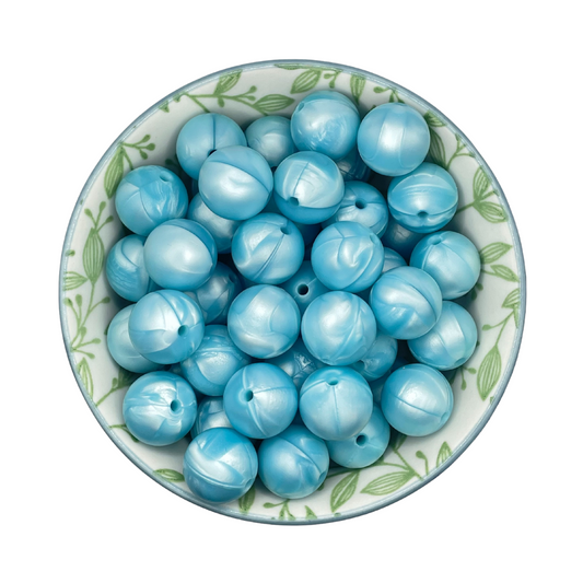 Siliconen Kralen Light Blue Pearl
