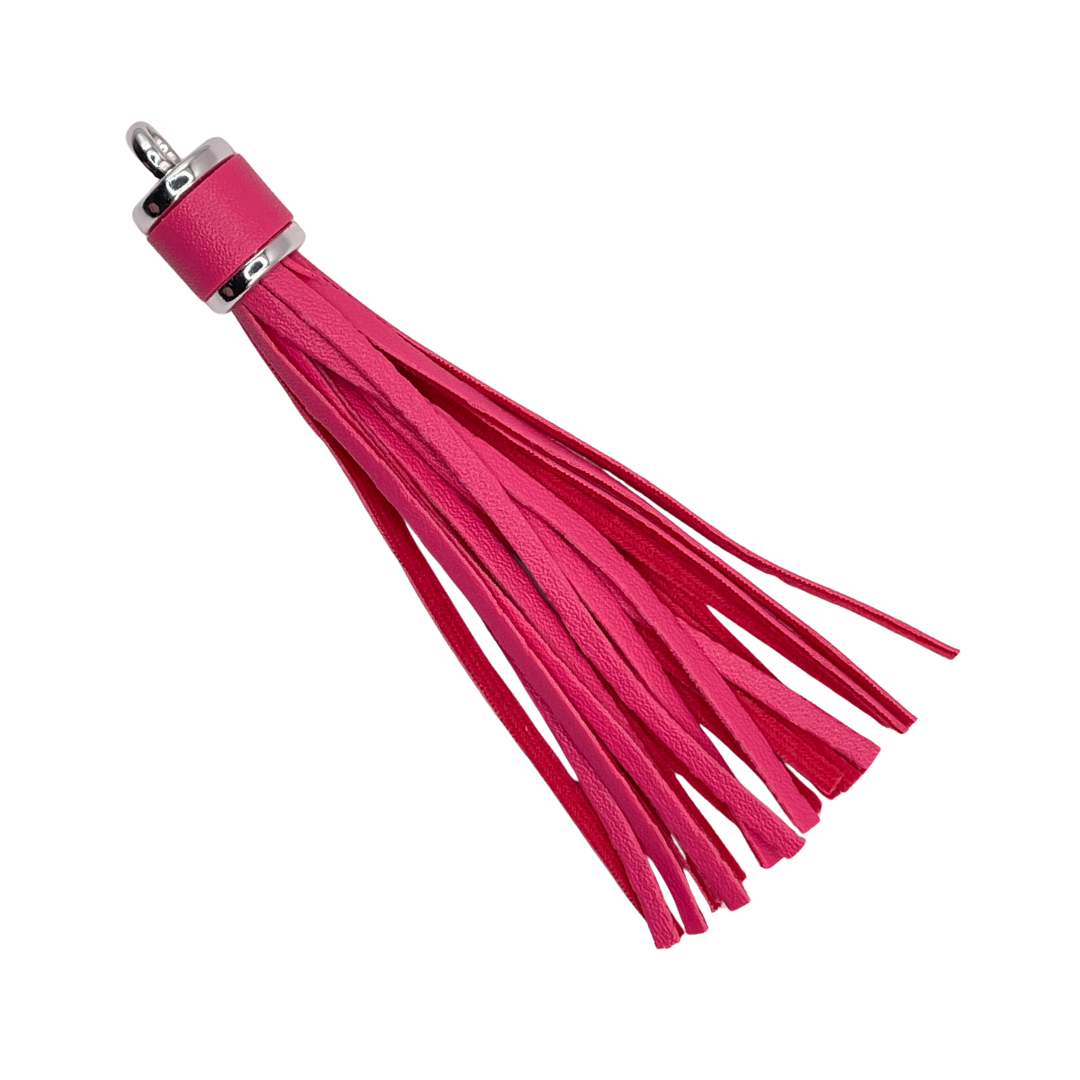 kwast (tazzle) groot fuchsia met ring zilver kleur