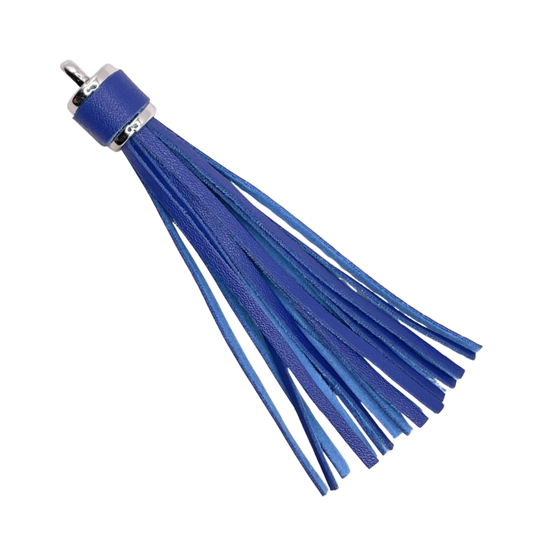 kwast (tazzle) groot blauw met ring zilver kleur