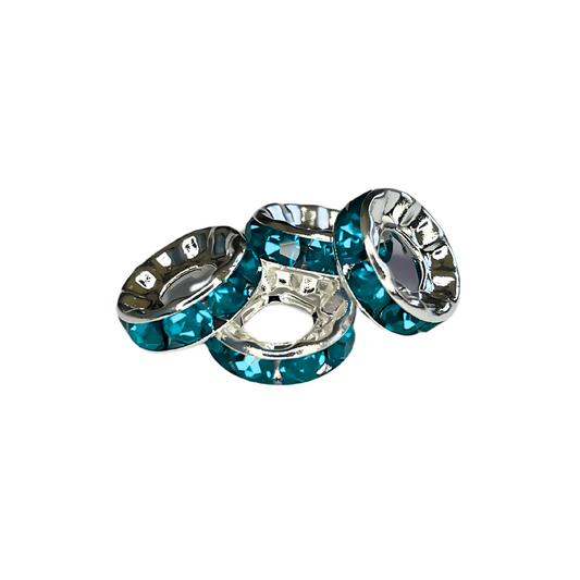 Tussenschijfje Strass Blauw (grote opening)