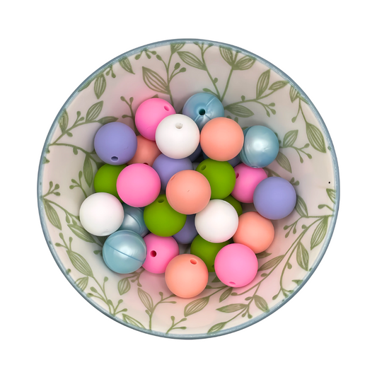 Kralenmix Mermaid siliconen kralen 15mm – 30 stuks (6 kleuren)