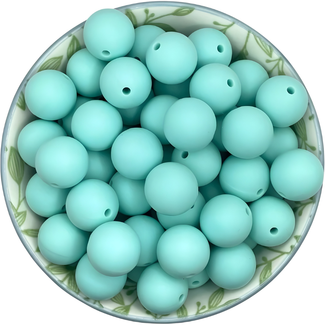 Siliconen kralen 15mm Aruba blauw