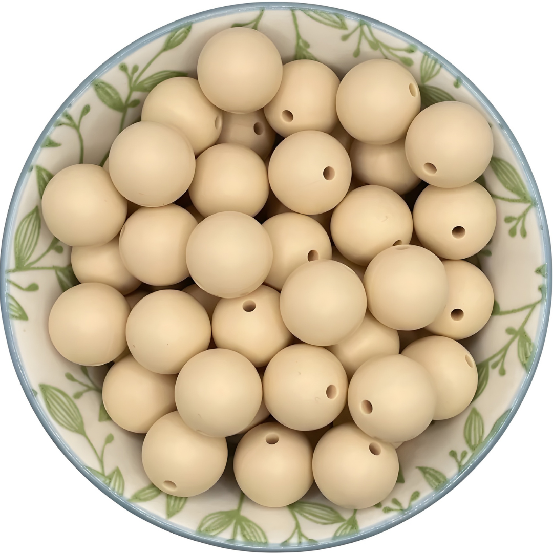 Siliconen kralen 15mm beige