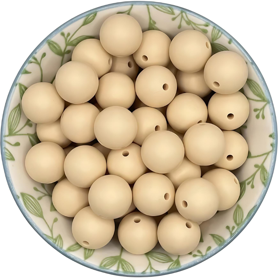 Siliconen kralen 15mm beige