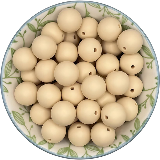 Siliconen kralen 15mm beige