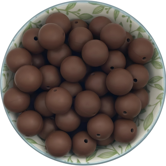 Siliconen kralen 15mm choco bruin