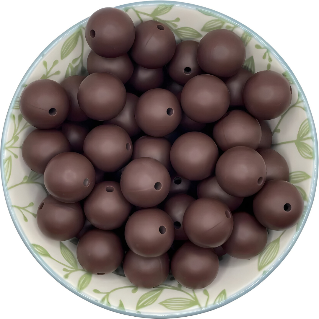 Siliconen kralen 15mm choco bruin