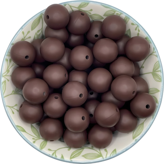 Siliconen kralen 15mm choco bruin