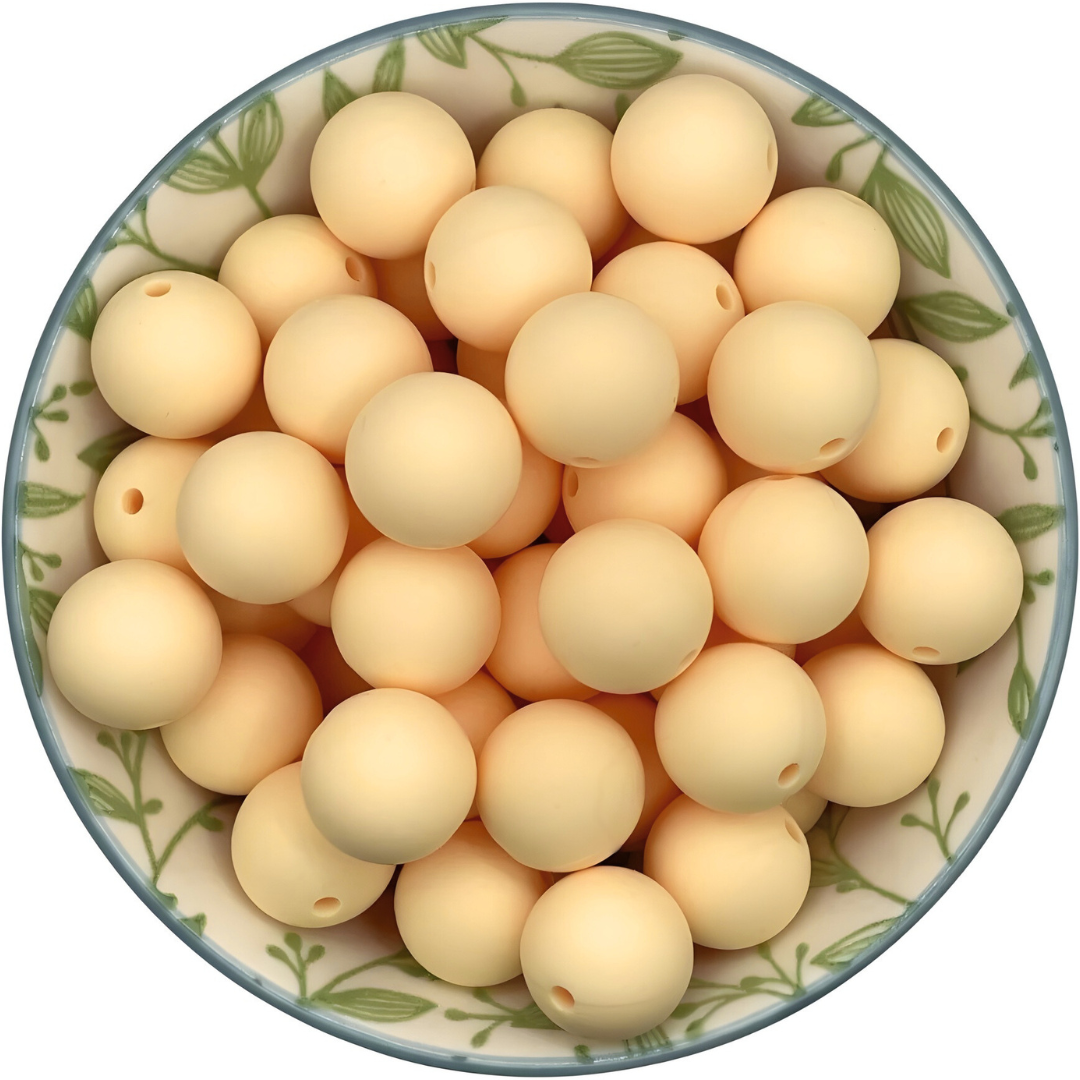 Siliconen kralen 15mm creme