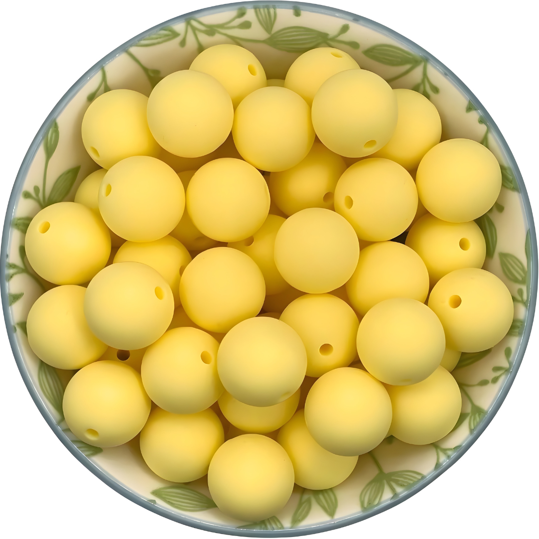Siliconen kralen 15mm custard geel